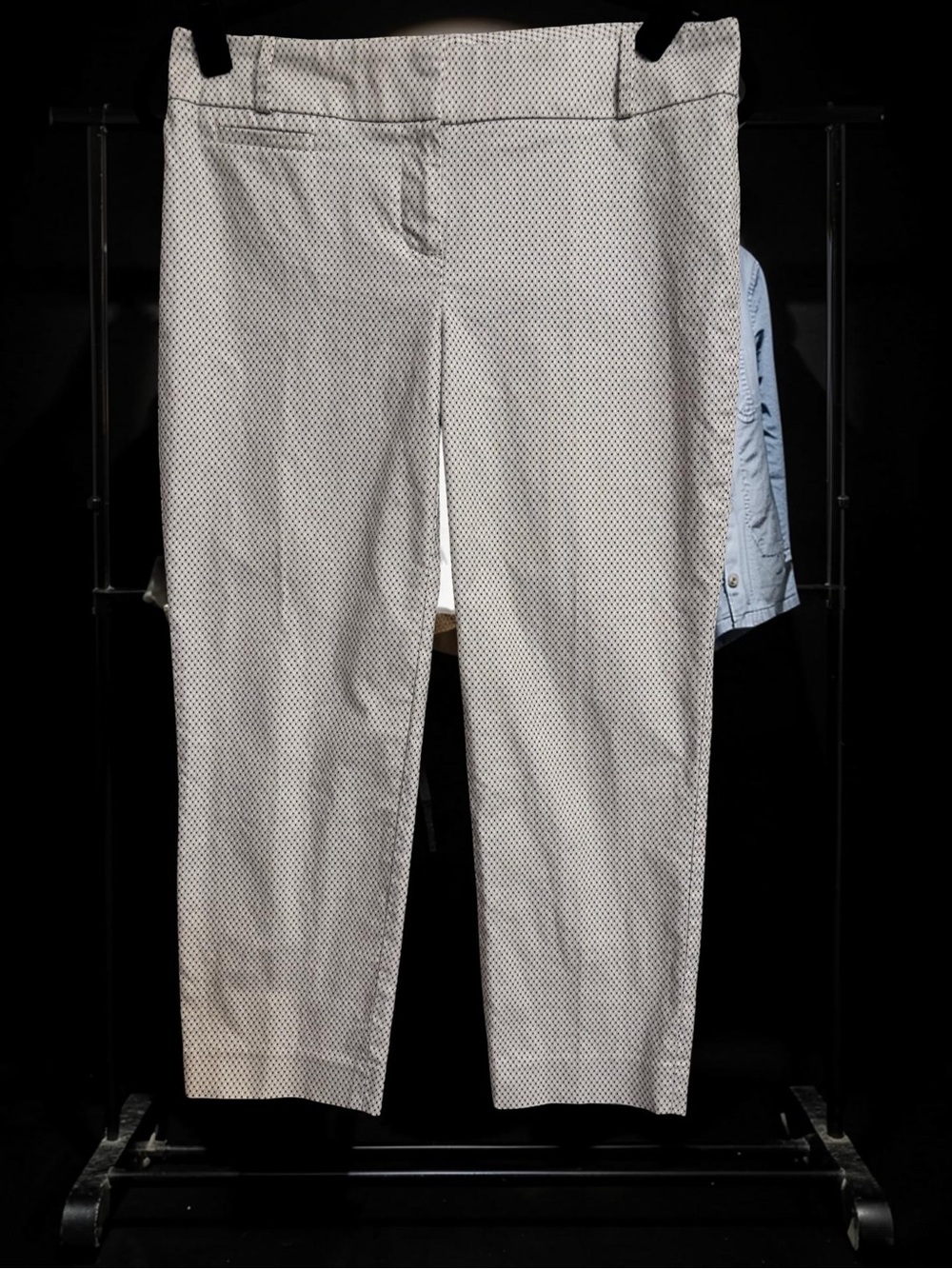 LOFT Petite Tan with Black and White Micro Dot Capri Pants